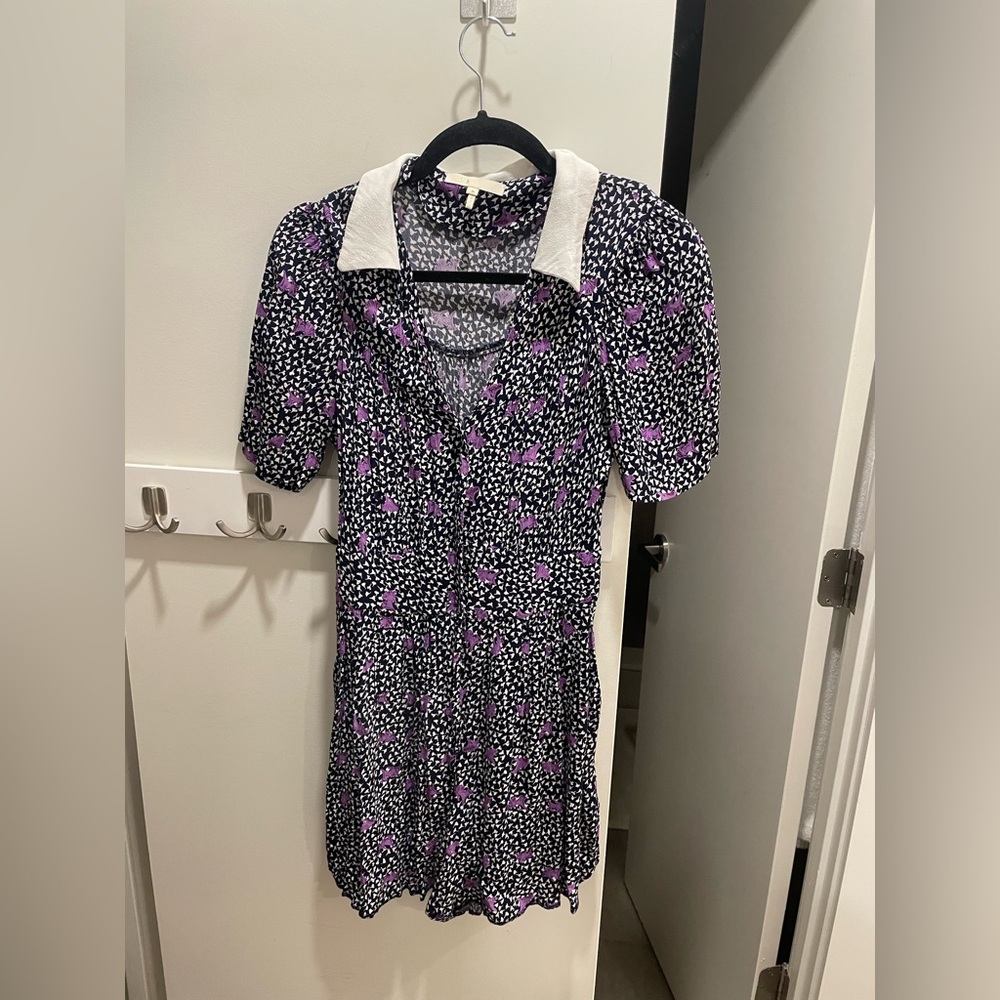 Maje Purple and White Patterned Dress